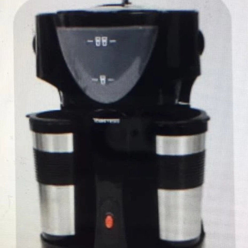 Toastess Twin Coffee Maker with Two Travel Mugs